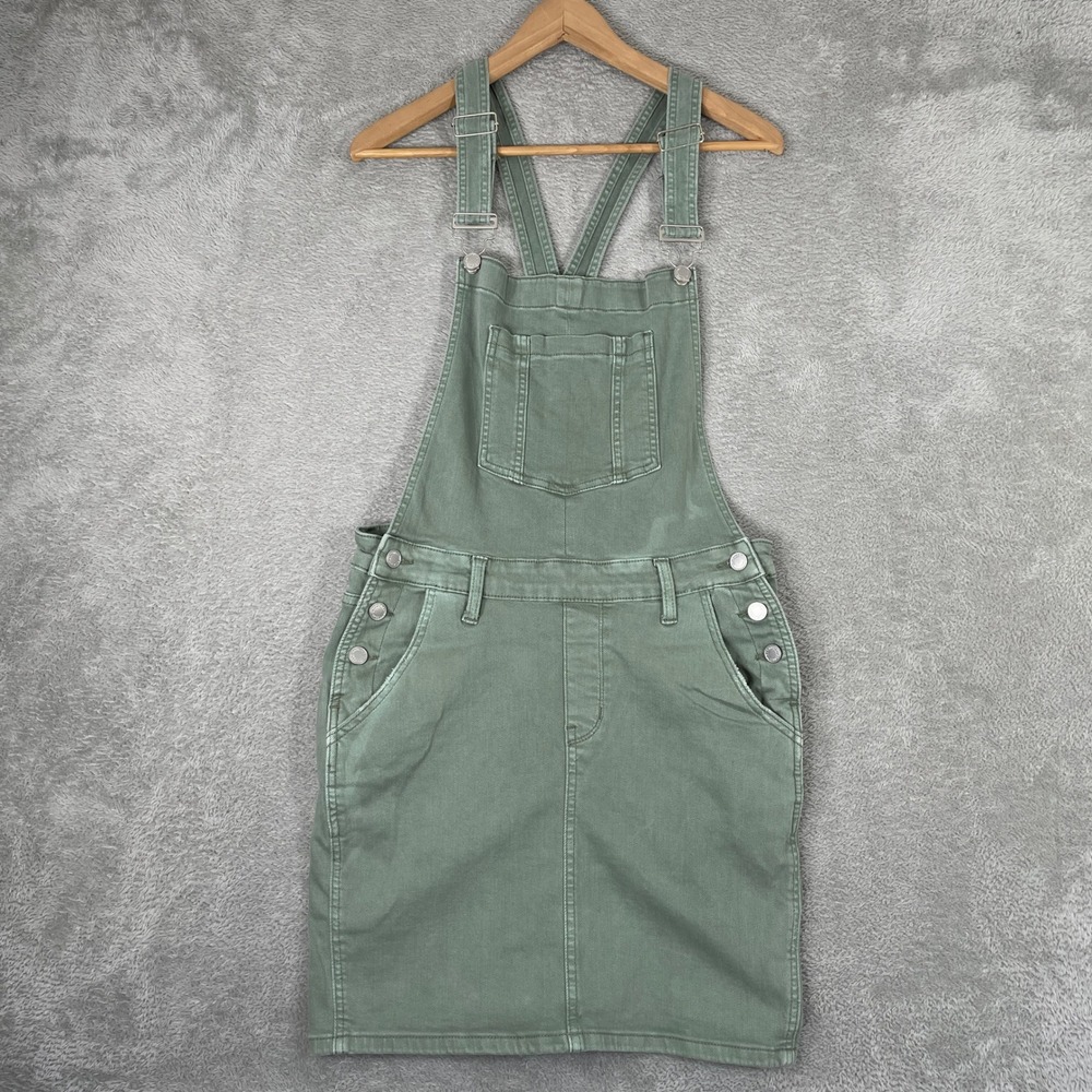 Judy Blue Overall Dress Womens Large Green Garment Dyed Stretch Denim Mini Skirt